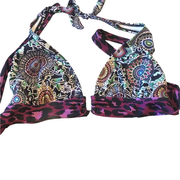 XXL bathing suit bikini 52” band that ties 34” chest 30” waist stretch black - Picture 3 of 7